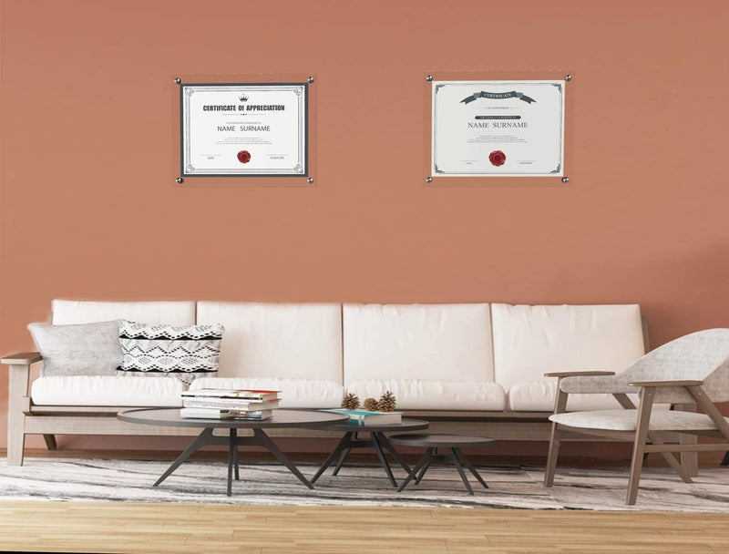 Magicool Hanger Magicool 8.5x11 Clear Acrylic Wall Mount Floating Double Panels Frameless Picture Frame for Picture Photo Degree Certificate Home or Office(Full Frame is 9.5 x 12 inch) (4 pack) - Image 5